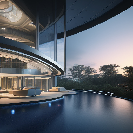 A house in space with a space view in design of the future style