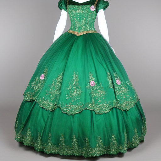 Artimator - 1900s ballgown colored a deep emerald green with gold ...