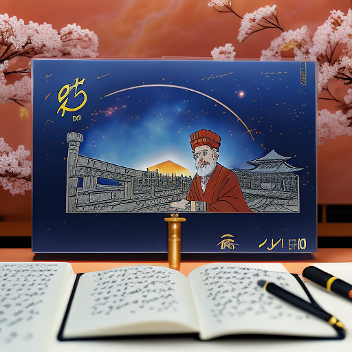 Photo of seyyed ali khamenei writing on a commemorative rocket in anime style