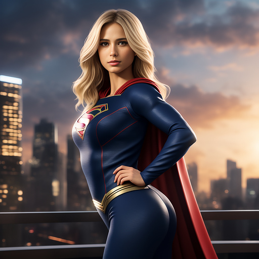 Supergirl, sexy, swedish model in anime style