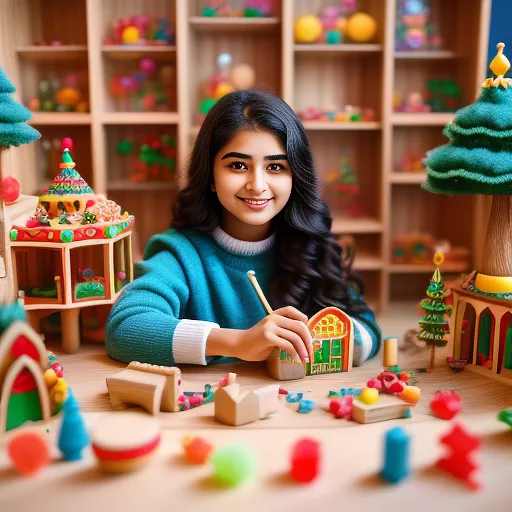 An 18-year-old iranian girl who is passionate about carpentry  in kids painted style