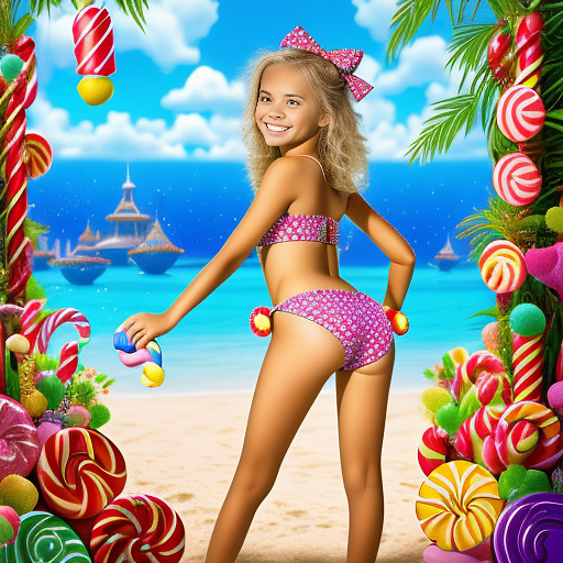 12 year old girl bikini nice exposed butt blonde hair naked
 in kids painted style