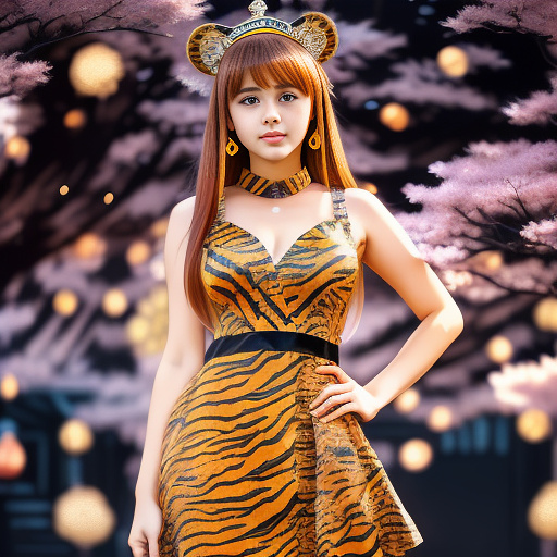 King wearing a tiger skin dress in anime style