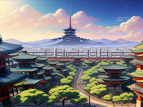 Utopian western megalopolis set in the near-future in anime style
