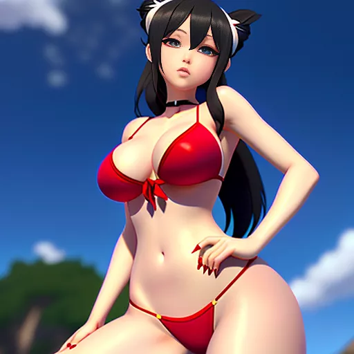 Snow white in a very sexy string bikini in anime style