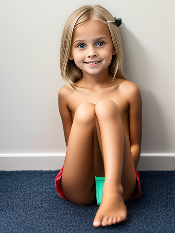 4 year old, skinny blonde legs spread in custom style