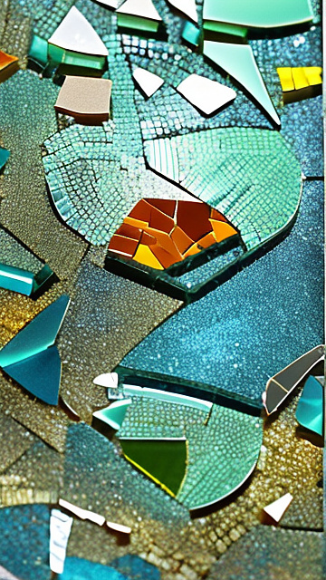 A 12-year-old girl lies naked on a bed and masturbates. in mosaic style