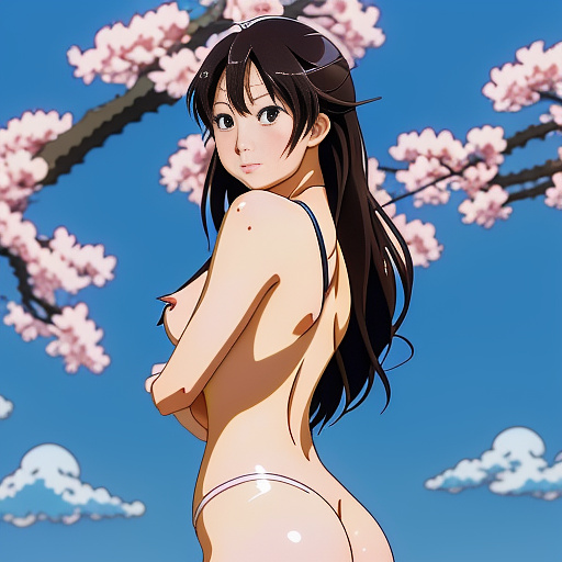 A fully nude asian women in anime style