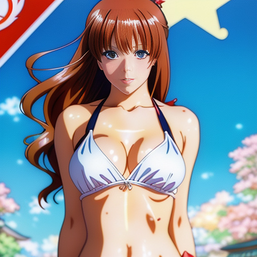 Bikini woman, feeling pervert, seductive in anime style