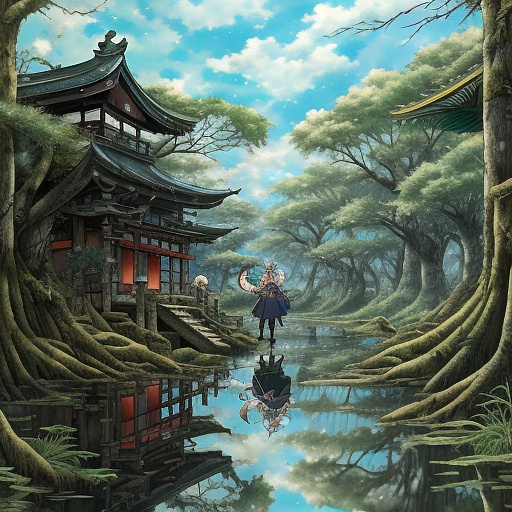 Elderly shrew in a swamp humanoid fantasy in anime style