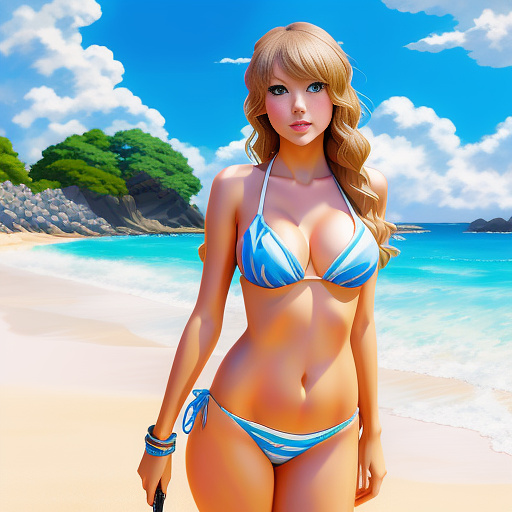 Taylor swift bikini   in anime style