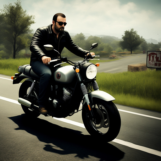 A man is riding a motorcycle and killing zombies in custom style