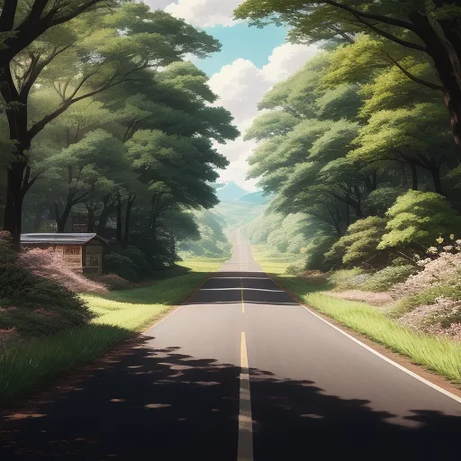 Country side with road in anime style