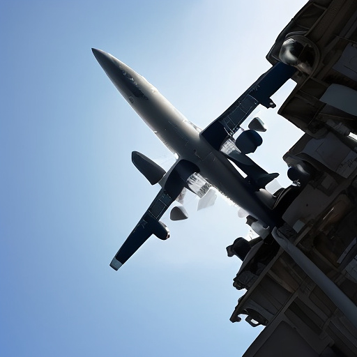 An airplane is flying. the side door of the plane is open. people are falling out of the plane. in custom style