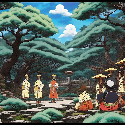 Black yamassee indians in anime style