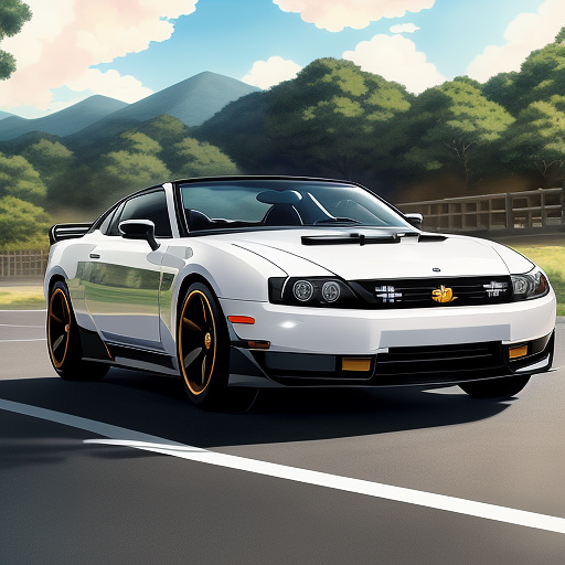 Create modern car with horse in it's roll in anime style