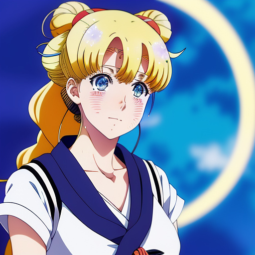 Sailor moon blue eyes yellow hair in anime style