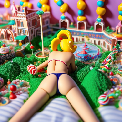 Sexy 14-year-old white girl with no panties on spreading legs slightly on bed 
 in kids painted style