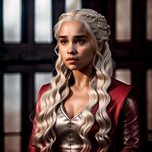 Daenerys targaryen in a light red coat  in custom style