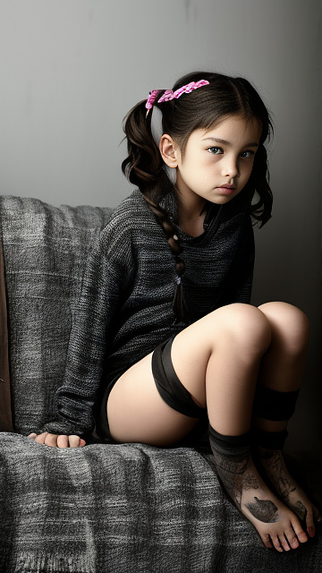 Tied up, 10 year old girl in custom style