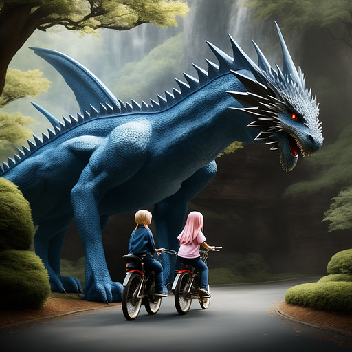 Natvie american 12 year old girls in blue jeans riding a small friendly looking dragon. in anime style
