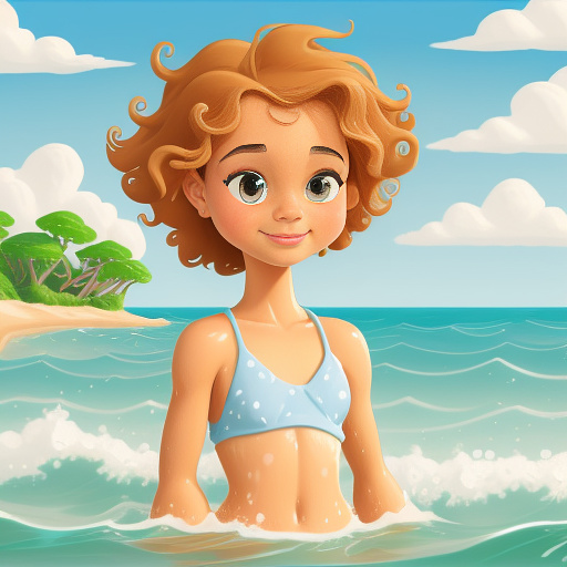 A simple style beach background with flora and fawna and organic clouds. with the water close  in disney painted style