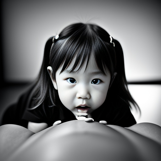 Japanese 7 years old girl eat old man's penis in bw photo style