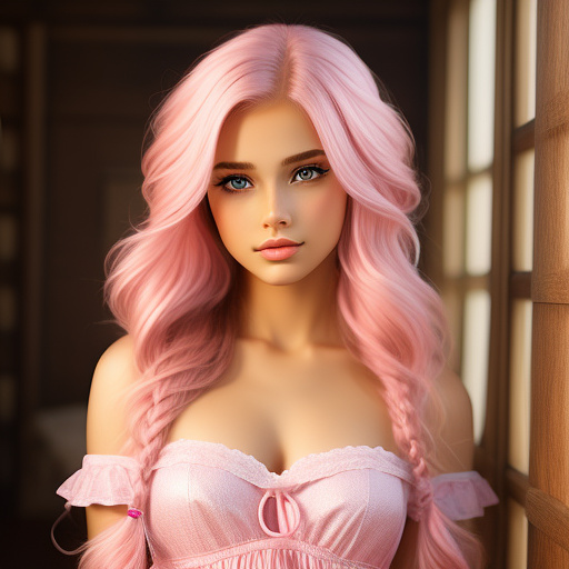Girl pink fantasy female  in custom style