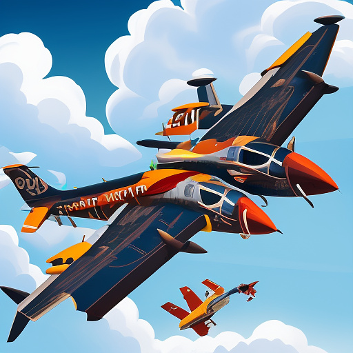 Funny plane is flying. the side door of the plane is open. people are falling out of the plane. in disney painted style