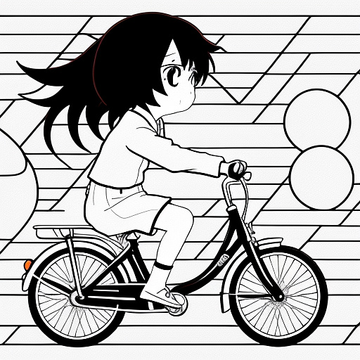 Basic black and white bicycle clipart
 in anime style