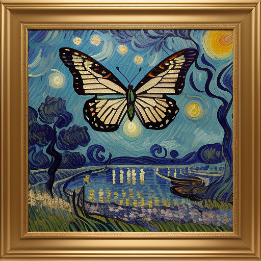 A seal with butterfly wings in neo impressionism style