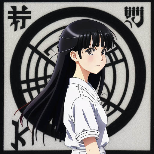 Black hair girl wearing small school uniform in anime style