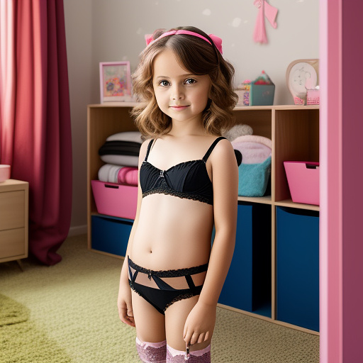Unra realistically a 10 year old girl is in sexy lingerie in the children's room detailed in custom style