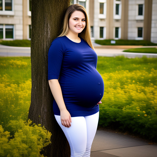 Preggo 18-year-old girl with 45 weeks at university in custom style