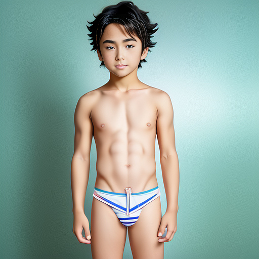 Little boy wearing only underwear in anime style