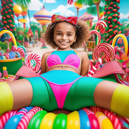 12 year old wearing tight bikini spreading legs in kids painted style