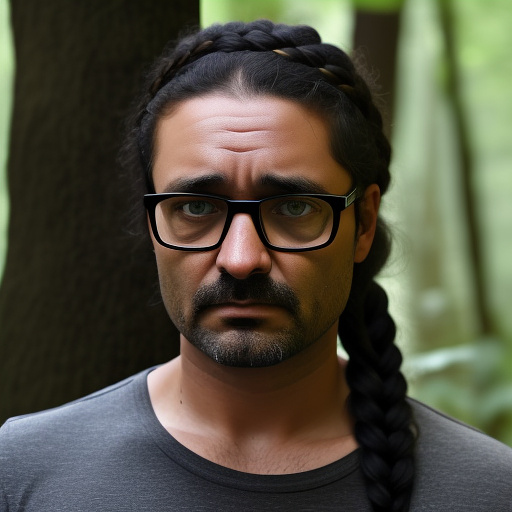 Ultra realistically a 40 -year -old man raped a 22 year old german girl with black braid with glasses and brown eyes 1.70 large in the forest in custom style