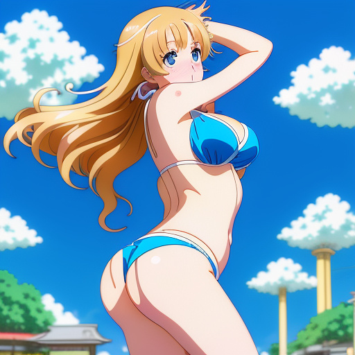 Chubby blonde 13 year old in sexy bikini in anime style