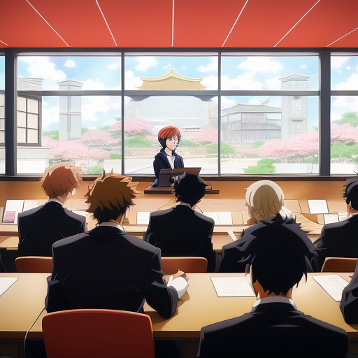 Lawyer in meeting
 in anime style
