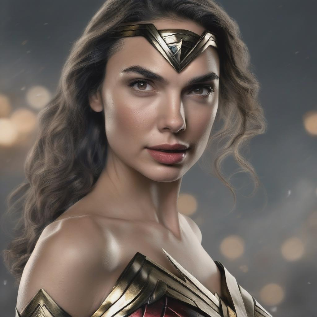 Wonder woman gal gadot realistic photo
 in custom style