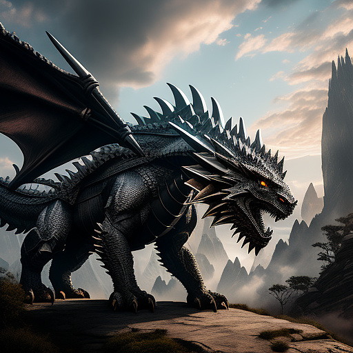 Dragon in armor in sci-fi style