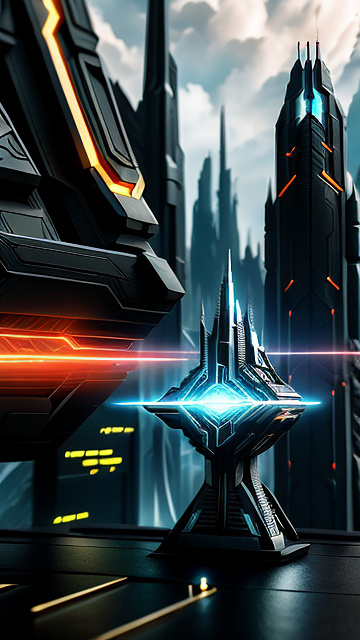 Karmic scale of justice in sci-fi style