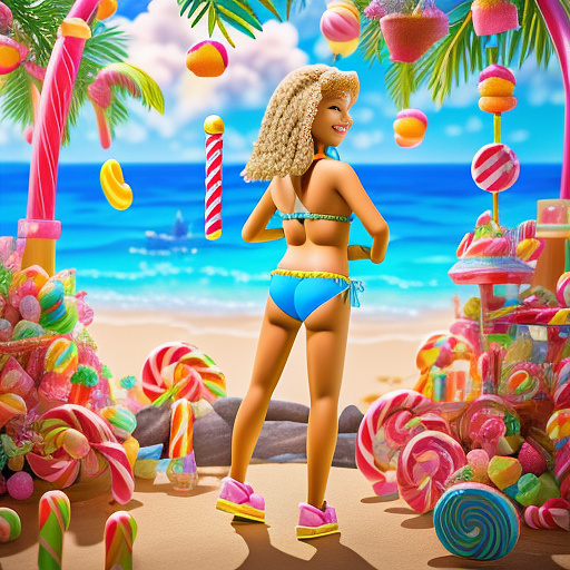 12 year old girl with blonde hair in thong bikini 


 in kids painted style