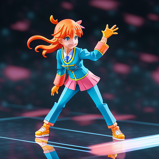 3d worker figurine vivid colors in anime style