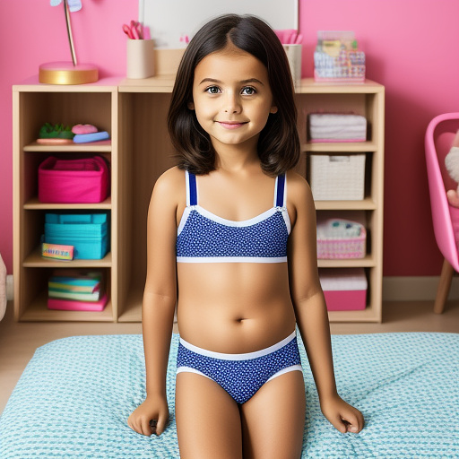Unra realistically a 10 year old girl is in sexy underwear in the children's room detailed in custom style