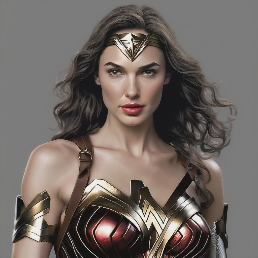 Wonder woman gal gadot realistic photo full body
 in custom style