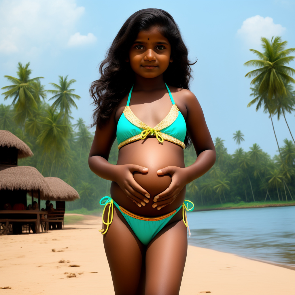 11 yrs old pregnant girl in bikini 👙 in kerala style  in custom style