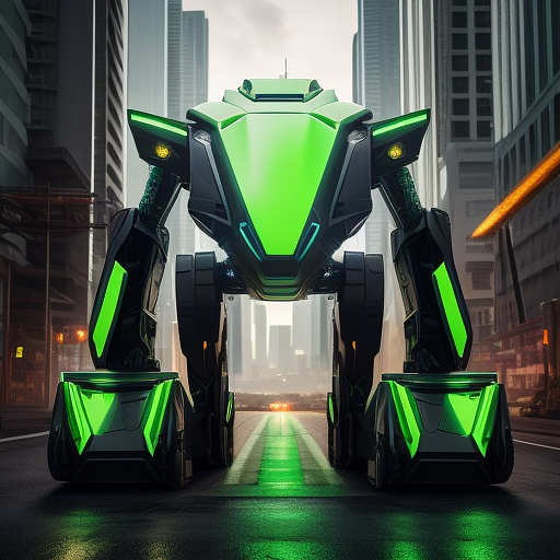 Large electric robot with slimy green color in sci-fi style