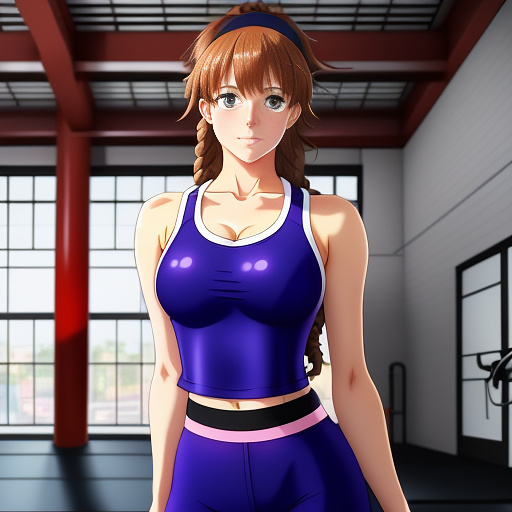 The girl at thr gym
 in anime style