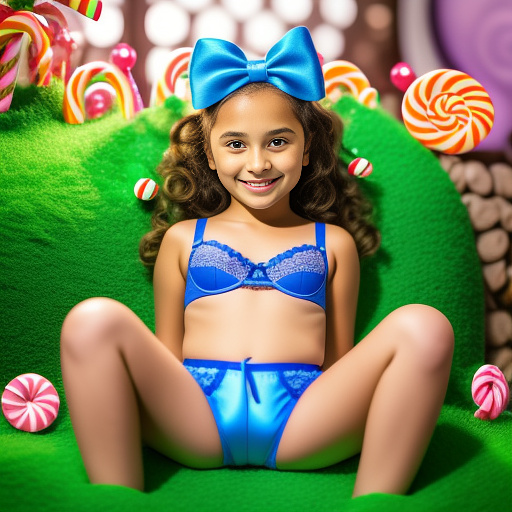 10 year old girl in a lingerie spreading her legs towards the camera  in kids painted style